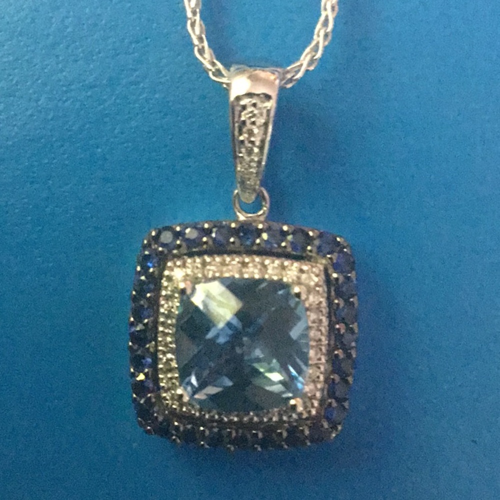 LeVian Blue Topaz, Sapphire and Diamond Necklace